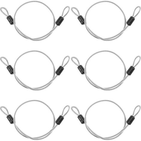 Câble de sécurité - Lot de 6 - Acier inoxydable - Double boucle antivol - Pour vélos et bagages - 50 cm, 4 mm (1/5)