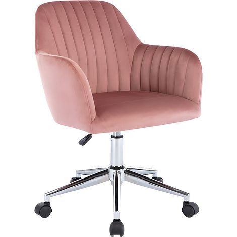 Sedia da ufficio Altezza regolabile Velluto Rosa - ELEANA