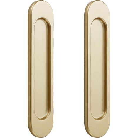 CCYKXA 2x Self-Adhesive Oval Sliding Door Handles, Sliding Door Handle, Matte Gold Aluminum Alloy, No Drilling Required for Sliding Barn Doors, Windows, Cabinets / 14.8 cm