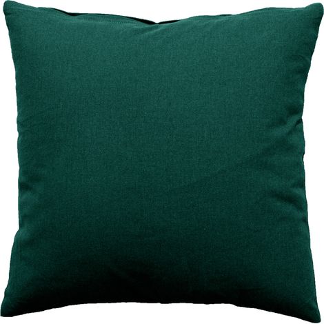 Homemaison – Coussin déhoussable 40 x 40 cm – 100% coton – fermeture zippée – rembourrage en fibres polyester – coloris vert foncé