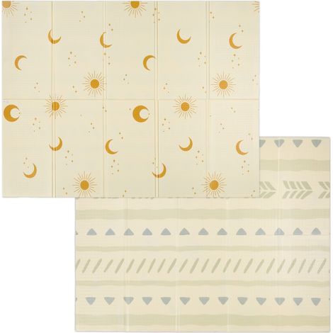 Alfombra de juego plegable para bebé - Diseño de soles y lunas
