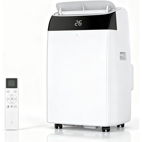 Climatiseur Mobile 10000 BTU(2.9 kW), Clim Portable 3 En 1 Rafraîchissement Ventilation Déshumidification 30L/j, Silencieux 51dB, Jusqu’à 42m², Minuterie 24H, Kit Fenêtre - Blanc (1/5)