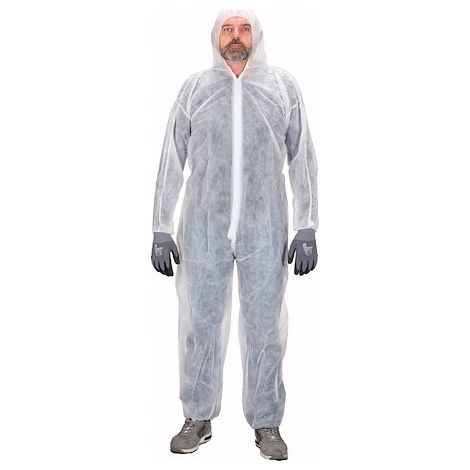 Combinaison jetable en polypropylène blanche avec zip et cagoule - taille XXL - Maxiburo