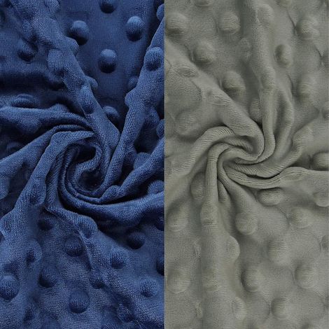 Lot de 2 housses de matelas à langer ultra douces en tissu Minky à pois (gris + marine) (1/3)