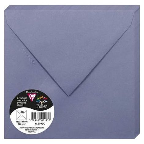 Enveloppe - CLAIREFONTAINE - Pollen - 120g - 165x165 mm - Couleur Bleu (1/3)