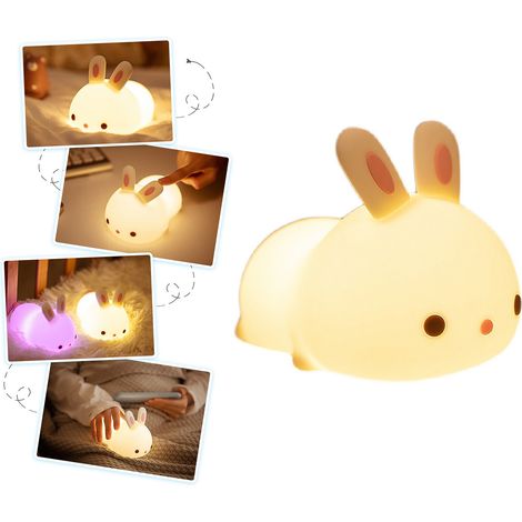 Veilleuse Lapin Silicone Portable Capteur Sensible Rechargeable Lampe Enfant Chambre (1/5)