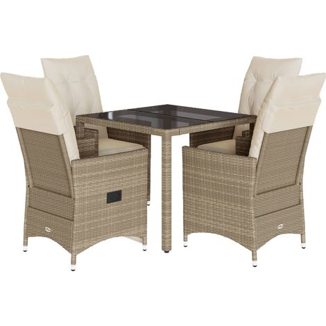vidaXL Set da Pranzo da Giardino 5 pz con Cuscini Beige in Polyrattan (1/5)
