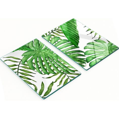 Pannelli decorativi multifunzionali in vetro con motivo foglie tropicali, 2x40x52 cm (1/5)