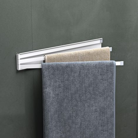Mai & Mai 24cm Porta Asciugamani da Parete Portasciugamani con 3 Bracci Girevole a 180° Porta Asciugamani Adesivo da Parete per Bagno e Cucina Bianco Opaco Folda-02 (1/5)