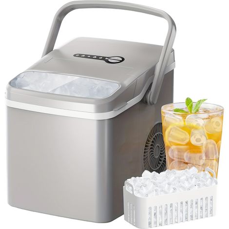 Ice Maker - 26 Lb/24 H - Bullet Ice - 6 Min Cycle - Dual Size - Self Clean - Countertop - 1 Unit