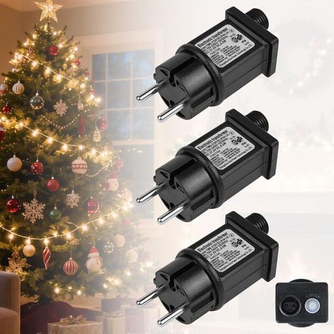31V 6W Clignoteur Pour Guirlande, 3 pièce Transformateur LED d'Alimentation, Adaptateur Pilote Basse Tension IP44 avec 8 Modes, Minuterie et fonction Mémoire pour Guirlande, Décorations de Noël (1/4)