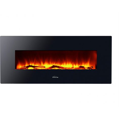 Caminetto elettrico panoramico in vetro temperato nero PURLINE CHE-515