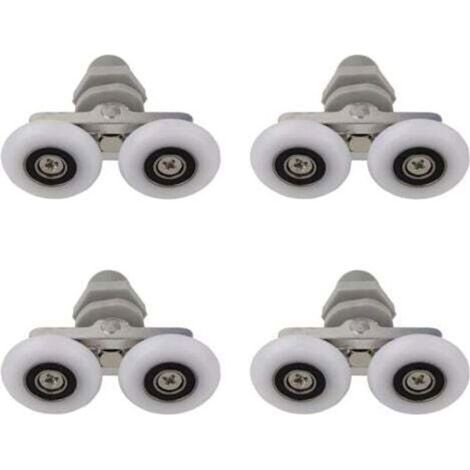 Roulettes Doubles pour Porte de Douche Roulettes pour Porte de Douche Roulettes Coulissantes Porte Salle de Bain Douche Rouleau de (1/4)