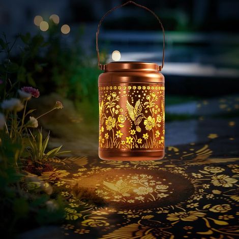 Hängende Solarlaterne für Muttertag, Solarleuchten mit Kolibri-Motiv, wasserdichte Gartenlaternen, Gartendekoration für Außenbereich, Terrasse