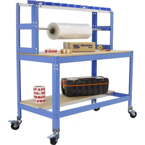 Simonrack Établi pratique bleu robuste en bois