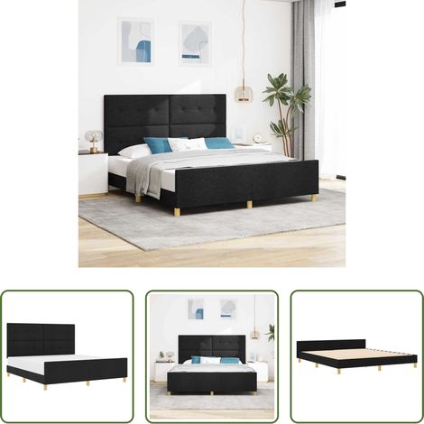 Kopfteil - Bettgestell mit Kopfteil Schwarz 180 x 200 cm Stoff (1/5)