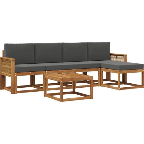 Conjunto de sofás de exterior 6 uds. Natural y Antracita vidaXL (1/5)