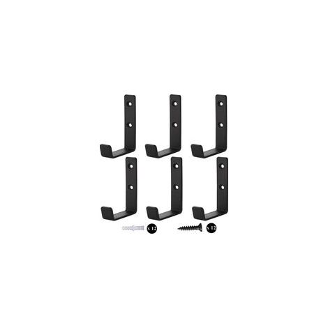 2Pcs Crochets Muraux Robustes, Crochets en J pour Garage, Crochets Universels Noirs à Visser, Porte-manteaux, Patères Solides, pour Accrocher,Support Mural pour Objets Encombrants (2pcs) (1/5)