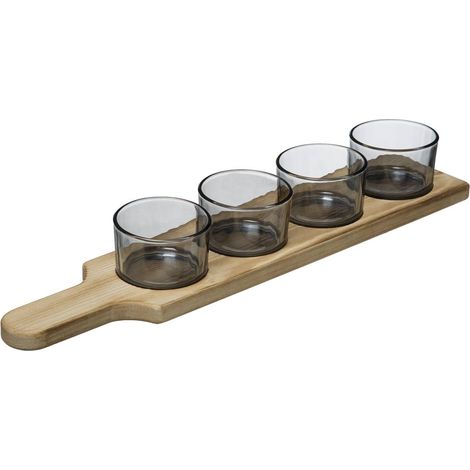 Serviergeschirr ARHA, Glasschalen mit Holztablett, Ø 9,3 cm (1/5)