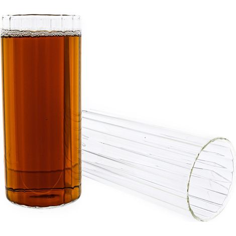 Mulex Glas Stripe Riffel Glas, Glas, Hitzebeständig 400ml 2-Teilig (1/5)