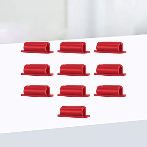 10 porte-stylos autocollants, portables, petits, pour bureau, rouges (1/5)