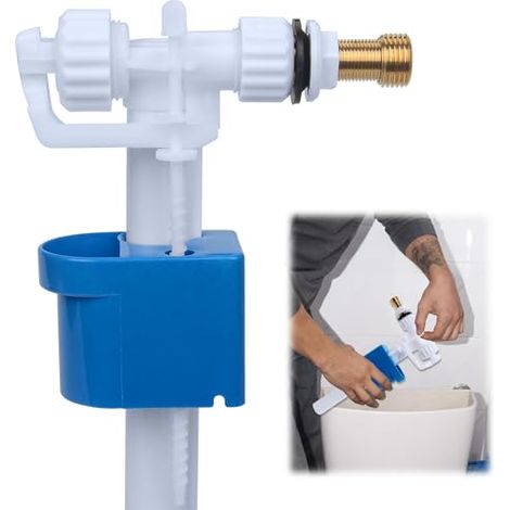 Flotteur Chasse D'eau WC pour Chasse D'eau G3/8" et G1/2", Mecanisme Robinet Chasse D'eau WC Réglable, Raccord D'alimentation Latéral, Quantité d'eau réglable (1/5)