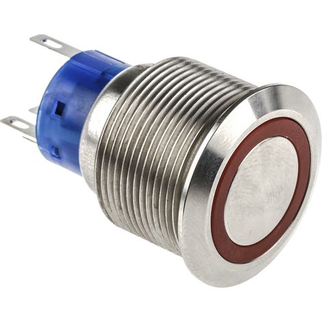 Bouton-poussoir lumineux, LED Rouge, Unipolaire à deux directions (1RT), 3 A, 5 A, Montage panneau ( Prix pour 1 )