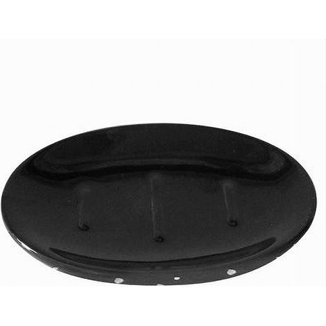 TRADE SHOP - Piatto Piattino Porta Sapone Saponetta Bagno Nero Macchiato Argento Arredo 59928 - (1/2)