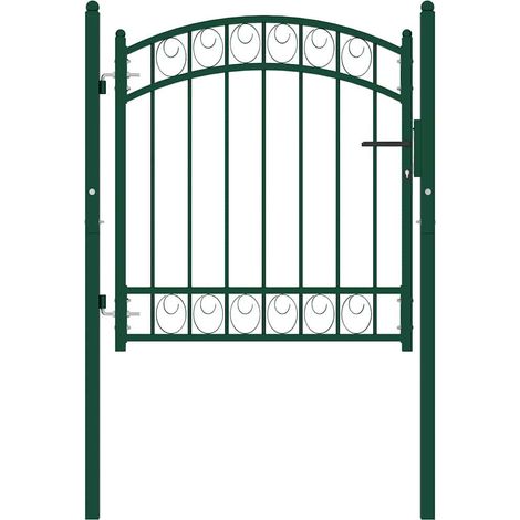 Portail de jardin,Portail de clôture,Portillon de jardin avec dessus arqué Acier 100x100 cm Vert CFW42202 (1/5)