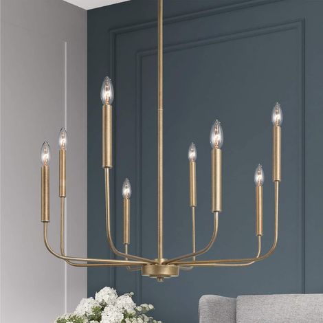1 Lustre Métal 16 Lumières Design Industriel Doré Suspension Réglable Pour Salon Salle À Manger (1/5)