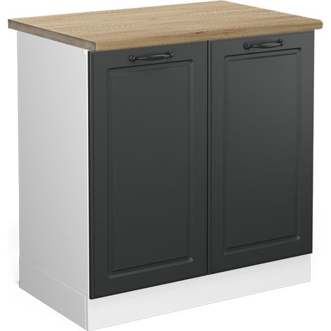 Meuble bas sous-évier R-Line, Anthracite campagne, 80 cm , PT Chêne, Vicco (1/5)