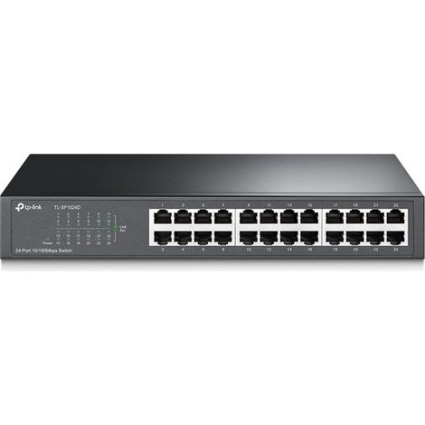 TP-Link TL-SF1024D Conmutador de sobremesa de 24 puertos a 10/100 Mbps para montaje en bastidor con carcasa de acero (1/3)