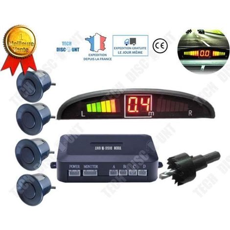 Radar de recul avant arrière voiture capteur de stationnement aide système audio écran LED numérique 4 capteurs parking alarme (1/3)