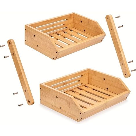 BelleRise - Étagère de rangement pour fruits et légumes (Cuisine) Étagère à deux niveaux pour collations (Salon) (1/3)