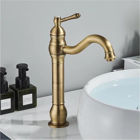 Robinets chauds et froids, robinets rétro anti-éclaboussures pour lavabo entièrement en cuivre, adaptés aux toilettes, salles de bains, lavabos à comptoir Ikodm (1/4)