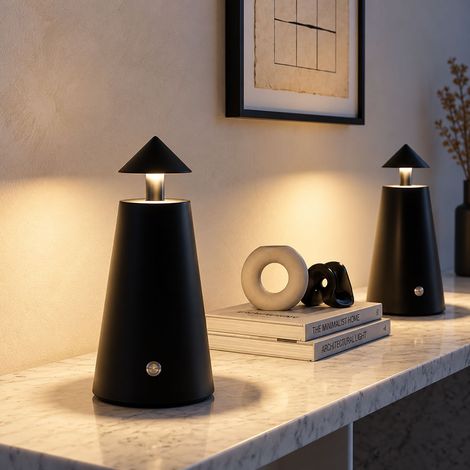 Set da 2 lampade da tavolo a LED, lampada da soggiorno con dimmer touch, CCT, metallo nero, altezza 19 cm (1/5)