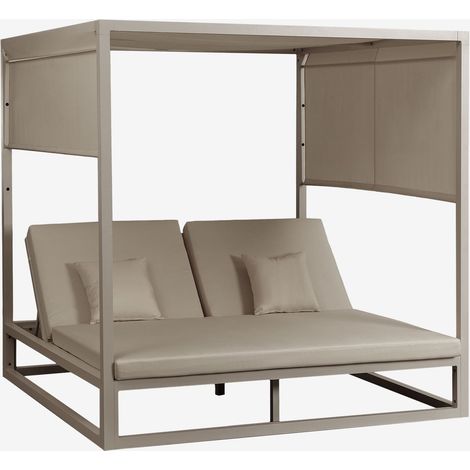 Sklum – Lit balinais inclinable en aluminium – Tissu imperméable et antitache – Matelas en mousse 25kg/m³ – Dimensions 200x198x198cm