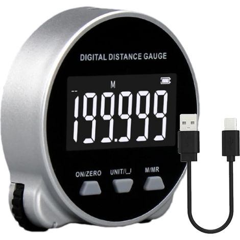 Elektronisches Maßband, 199,999 m elektronisches Lineal, digitales Maßband, Rollenlineal, wiederaufladbarer Entfernungsmesser mit LCD-Anzeige, digitales Maßband, Messwerkzeug mit LCD-Bildschirm (1/5)
