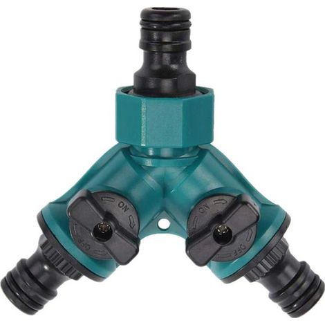 Robinet d'arrosage distributeur 3/4 pouces, raccord rapide vert pour tuyau de jardin, vanne d'arrêt séparateur, connecteur de robinet extérieur, contrôle de débit d'eau, accessoire irrigation, embout (1/5)
