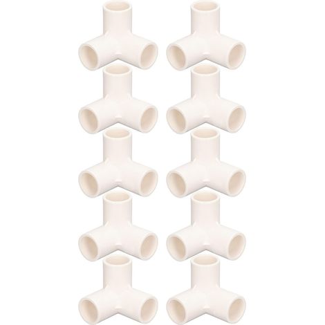 Lot de 10 raccords de tuyau en PVC 3 voies 25 mm pour tuyaux d'eau et serre (blanc) (1/5)