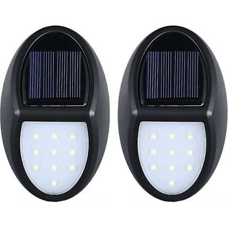 Lot de 2 appliques murales étanches à détecteur de mouvement et cellules solaires, 10 LED, pour clôture ou allée.