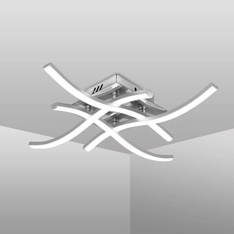 Plafonnier LED moderne, plafonnier ondulé à montage encastré 24 W, plafonnier design à quatre branches pour chambre, couloir, cuisine, salon (1/5)