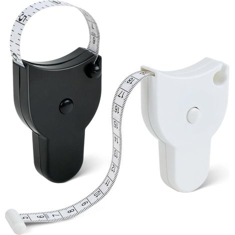 Lot de 2 mètres ruban de couture, ruban de mesure double face pour le corps, ruban de mesure rétractable pour mesurer la longueur, le tour de poitrine et le tour de taille, noir et blanc (1/4)