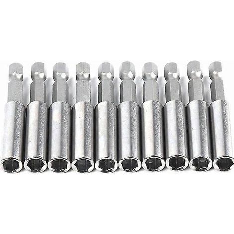 Porte-embout magnétique 1/4" avec support de 60 mm et rallonge pour perceuse (argenté) (10 p) (1/5)