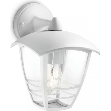 Philips – Applique murale extérieure E27 en aluminium blanc – Résistante aux intempéries IP44 – Diffusion de lumière 360° – Compatible ampoules intelligentes (1/4)