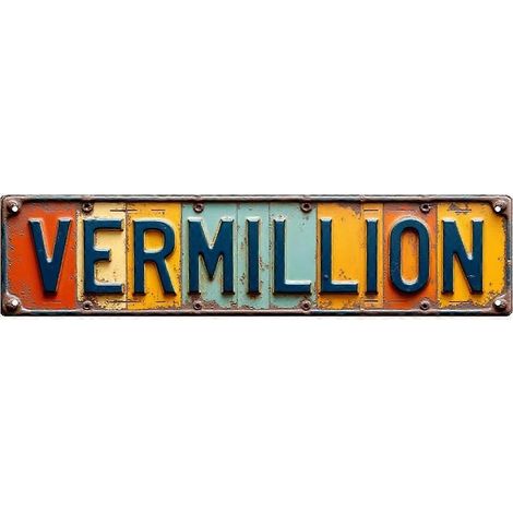 Plaque murale vintage VERMILLION 40 x 10 cm (16 x 4 po) pour maison garage ou bar (1/5)