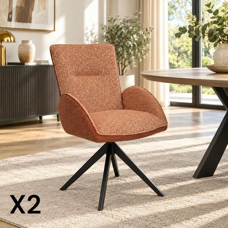 Fauteuil de table pivotant rouille, bi-matière (lot de 2) AGADE (1/5)