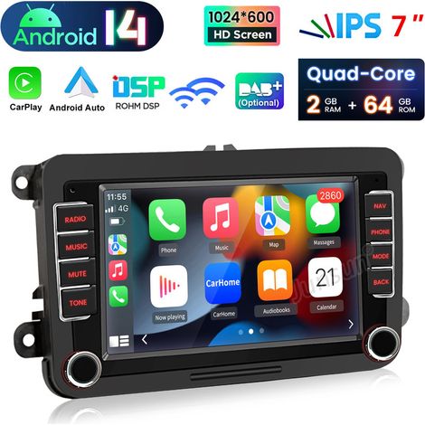 Autoradio Android 14 compatible avec CarPlay Pour VW Golf 5 6 Touran EOS Tiguan et Polo (1/5)