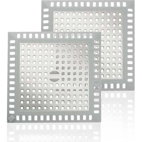 De 2 Attrape Cheveux Douche, XU, Protection Drain Filtre Evier, Grilles carrées pour bonde Douche Acier Inoxydable, Universel à Salle Bain, Baignoire, Cuisine KZQ - KZQ (1/4)