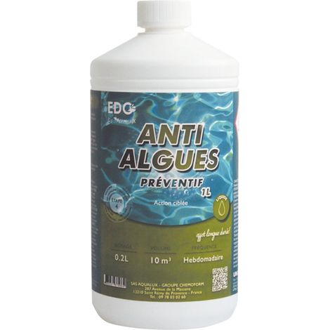 Anti Algues Piscine - Préventif - Liquide - Bouteille 1 Litre - Edg (1/3)